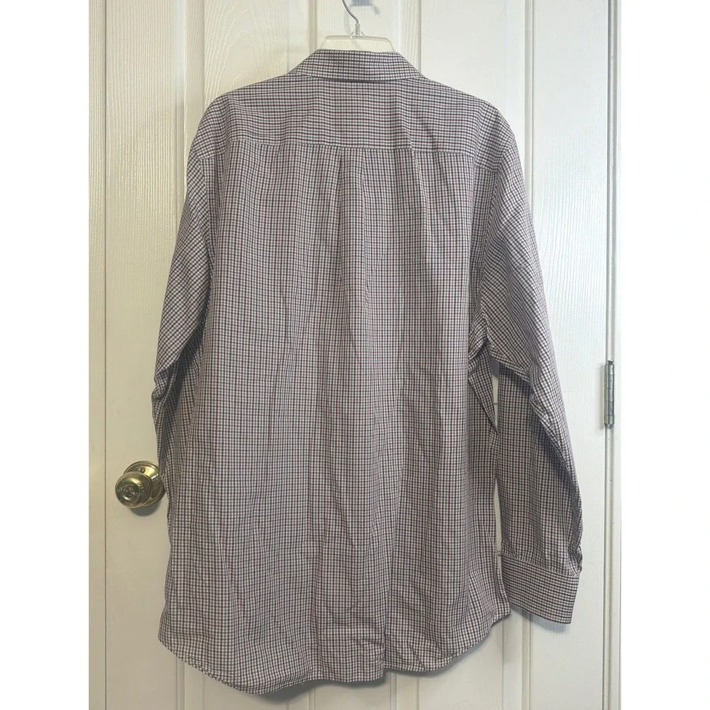 Banana Republic Mens XL Slim Fit Halton Check Button Down Shirt Burgundy Grey XL